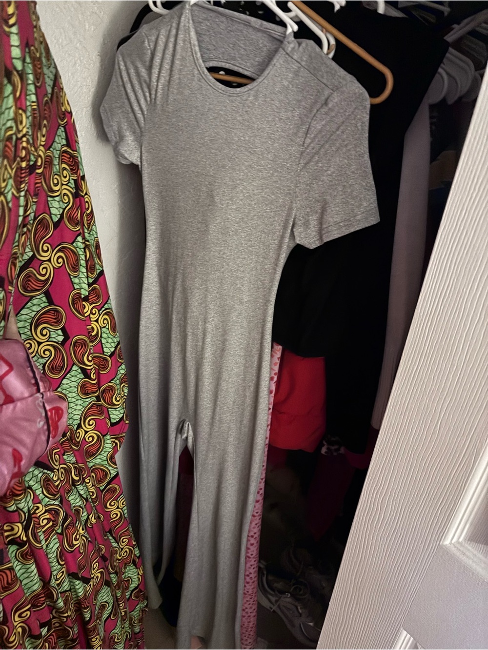 Women's Gray Short-Sleeve Jumpsuit Romper - Casual Sleepwear